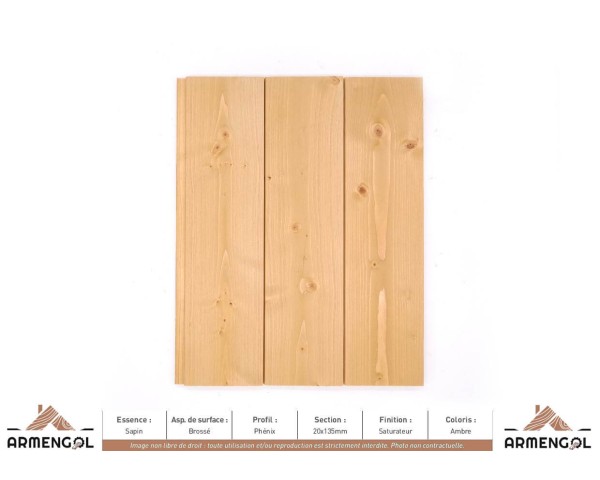 BARDAGE SAPIN BROSSÉ PHÉNIX SATURATEUR AMBRE - 20 mm x 135 mm