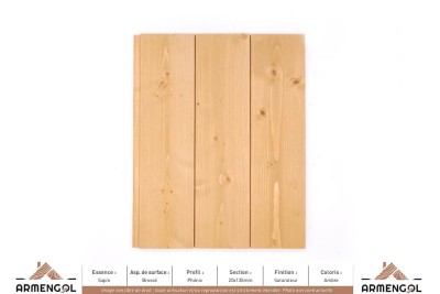 BARDAGE SAPIN BROSSÉ PHÉNIX SATURATEUR AMBRE - 20 mm x 135 mm