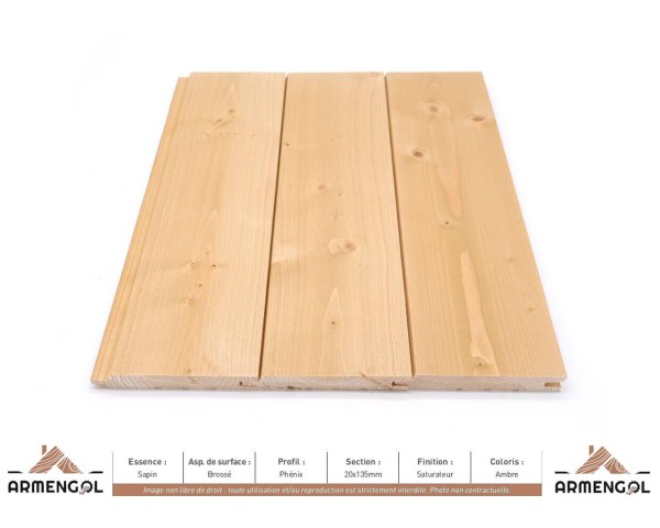 BARDAGE SAPIN BROSSÉ PHÉNIX SATURATEUR AMBRE - 20 mm x 135 mm