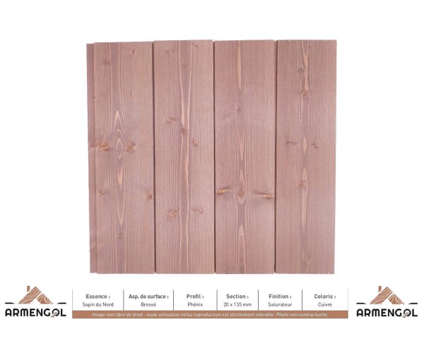 BARDAGE SAPIN DU NORD BROSSÉ PHÉNIX SATURATEUR CUIVRE - 20 mm x 135 mm