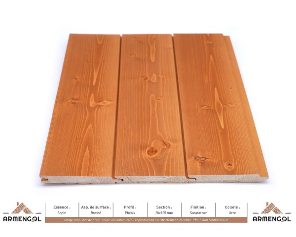 BARDAGE SAPIN BROSSÉ PHÉNIX SATURATEUR OCRE - 20 mm x 135 mm