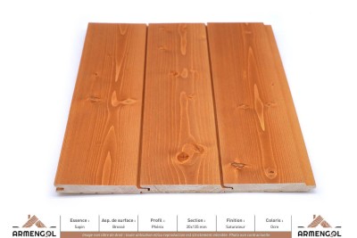 BARDAGE SAPIN BROSSÉ PHÉNIX SATURATEUR OCRE - 20 mm x 135 mm