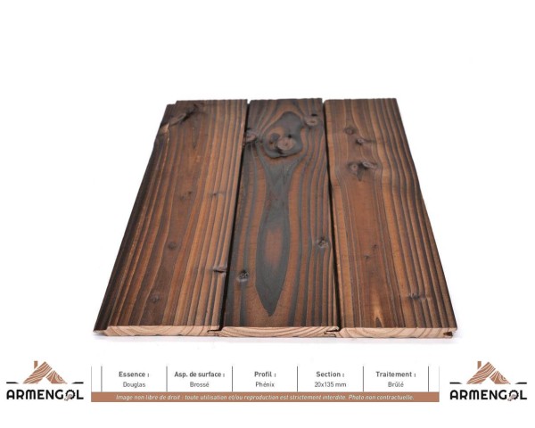 BARDAGE DOUGLAS BROSSÉ PHÉNIX BRÛLÉ CARBONFIX - 20 mm x 135 mm