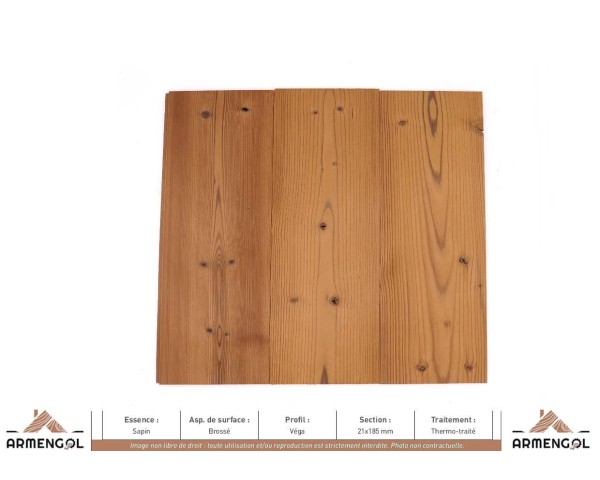 BARDAGE SAPIN BROSSÉ VÉGA THERMO-TRAITÉ - 21 mm x 185 mm