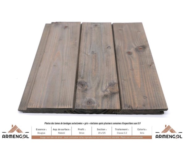 BARDAGE DOUGLAS RABOTÉ ORION CLASSE 3.2 GRIS - 20 mm x 125 mm