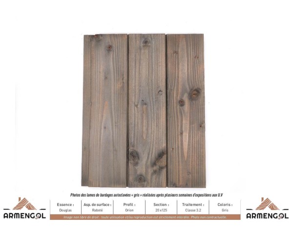 BARDAGE DOUGLAS RABOTÉ ORION CLASSE 3.2 GRIS - 20 mm x 125 mm