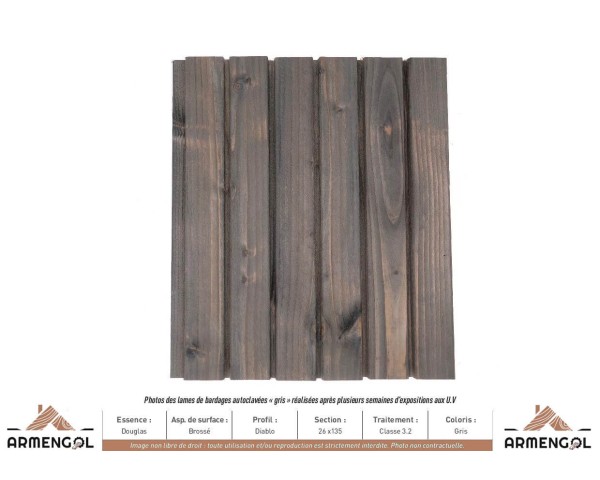 BARDAGE DOUGLAS BROSSÉ DIABLO CLASSE 3.2 GRIS - 26 mm x 135 mm