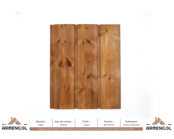 BARDAGE SAPIN RABOTÉ LUNÉA CLASSE 3 MARRON - 20 mm x 135 mm
