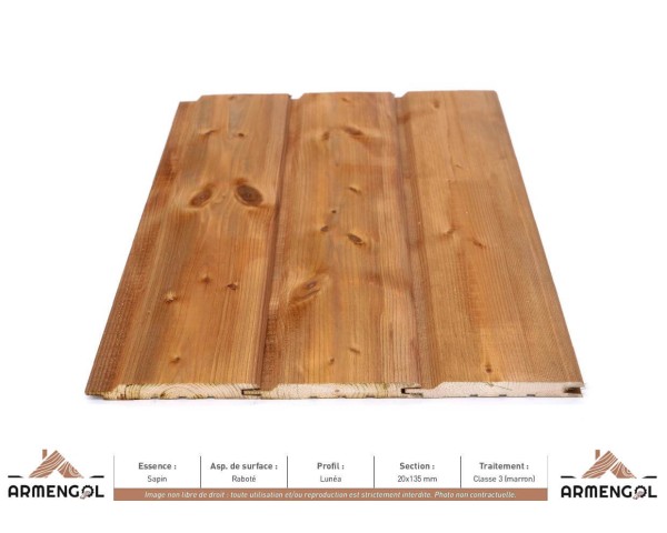 BARDAGE SAPIN RABOTÉ LUNÉA CLASSE 3 MARRON - 20 mm x 135 mm