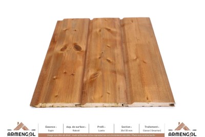 BARDAGE SAPIN RABOTÉ LUNÉA CLASSE 3 MARRON - 20 mm x 135 mm