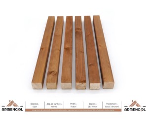 BARDAGE SAPIN RABOTÉ THUBAN CLASSE 3 MARRON - 38 mm x 38 mm