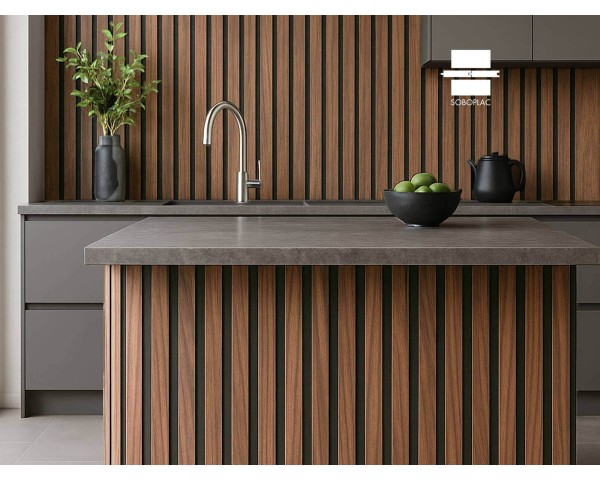 PANNEAU MURAL ACOUSTIQUE TASSOFLEX EFFET TASSEAU NOYER NATUREL TF130