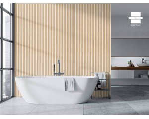 PANNEAU MURAL LAMES EFFET 3 TASSEAUX CHENE CLAIR/BLANC - DUV5587