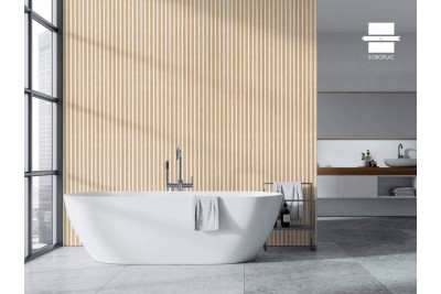 PANNEAU MURAL LAMES EFFET 3 TASSEAUX CHENE CLAIR/BLANC - DUV5587