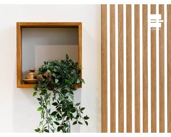 PANNEAU MURAL LAMES EFFET 3 TASSEAUX CHENE CLAIR/BLANC - DUV5587