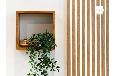 PANNEAU MURAL LAMES EFFET 3 TASSEAUX CHENE CLAIR/BLANC - DUV5587