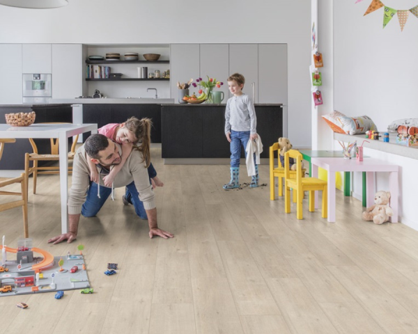 Chêne aspect raboté beige - 1380  mm x  190 mm - Ep. 8mm