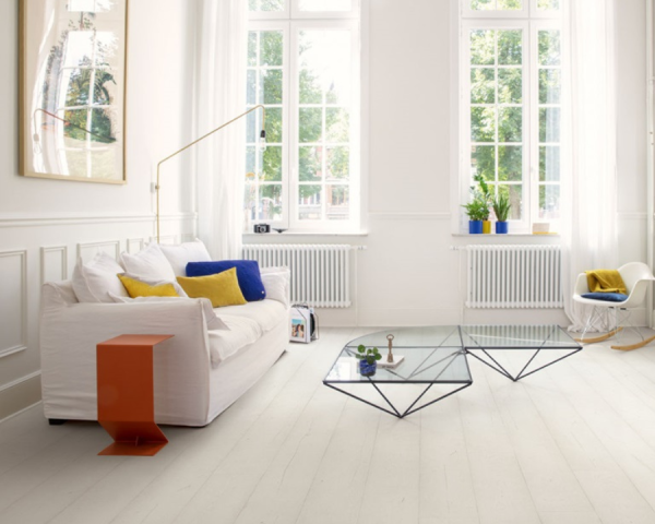 Chêne peint blanc -  1380 mm x  212 mm - Ep. 9 mm