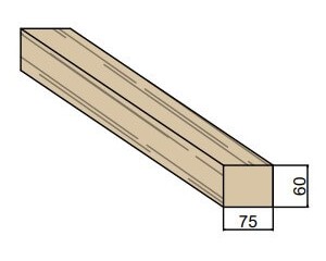 Chevron en bois massif 75 x 60 mm