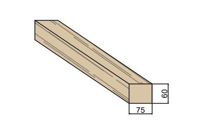 Chevron en bois massif 75 x 60 mm