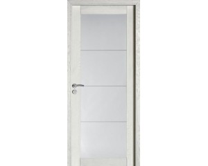 Porte Rozière Bora modulo - chêne dosse brossé - blanc satin couleur unie