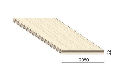 Panneau 3 plis Épicéa B/C+ - 5,00 m x 2,05 m - ép.22 mm