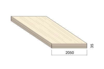Panneau 5 plis Épicéa B/C+ - 5,00 m x 2,05 m - ép.35 mm