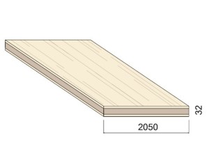 Panneau 3 plis Épicéa B/C+ - 5,00 m x 2,05 m - ép.32 mm