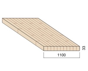 Panneau Lamellé-collé Hévéa - 4,50 m x 1,10 m - ép.33 mm