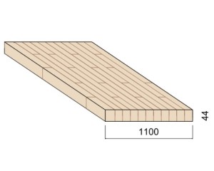 Panneau Lamellé-collé Hévéa - 4,50 m x 1,10 m - ép.44 mm