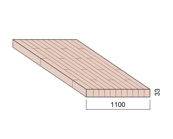 Panneau Lamellé-collé Hêtre - 4,50 m x 1,10 m - ép.33 mm