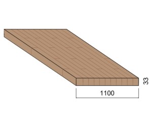 Panneau Lamellé-collé Frêne - 4,50 m x 1,10 m - ép.33 mm